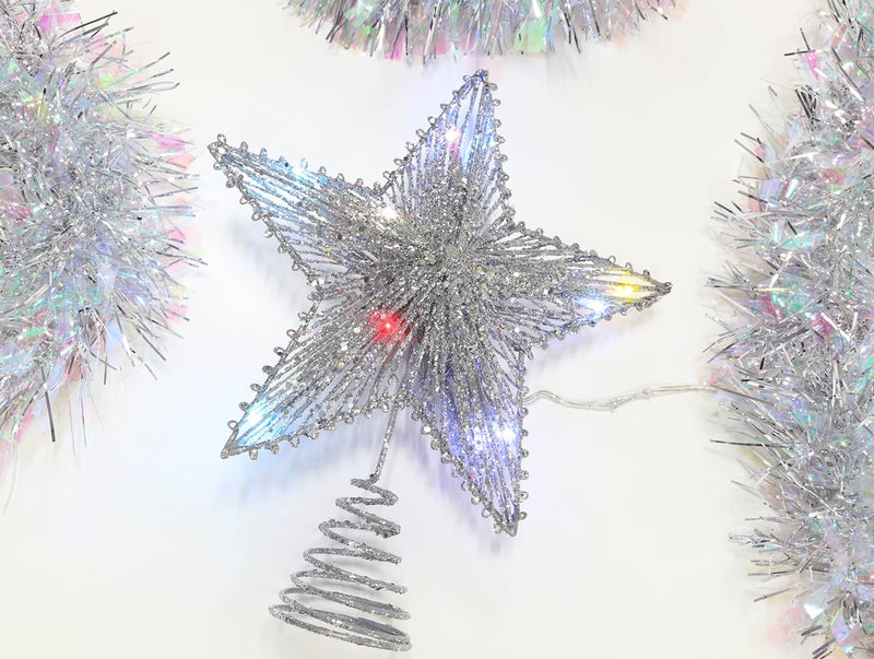 Christmas ConceptsÂ® 250mm (10") Springy Star with LED Lights - Christmas Tree Top Star/Christmas Decoration (Silver) - Image 4